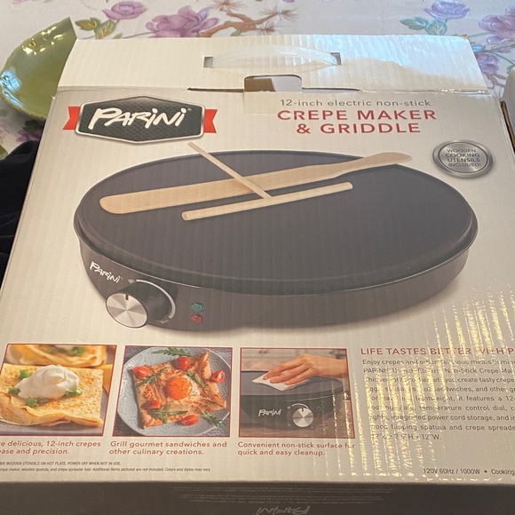 Parini Silver Electric Crepe Maker and Griddle - Picture 3 of 5